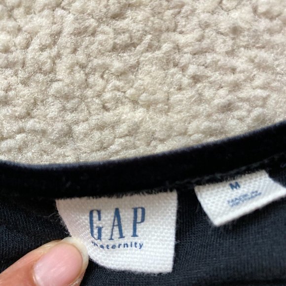 GAP Maternity Women Black Velvet Round Neck Stretchy Pullover Elegant Dress Sz M - Picture 7 of 9